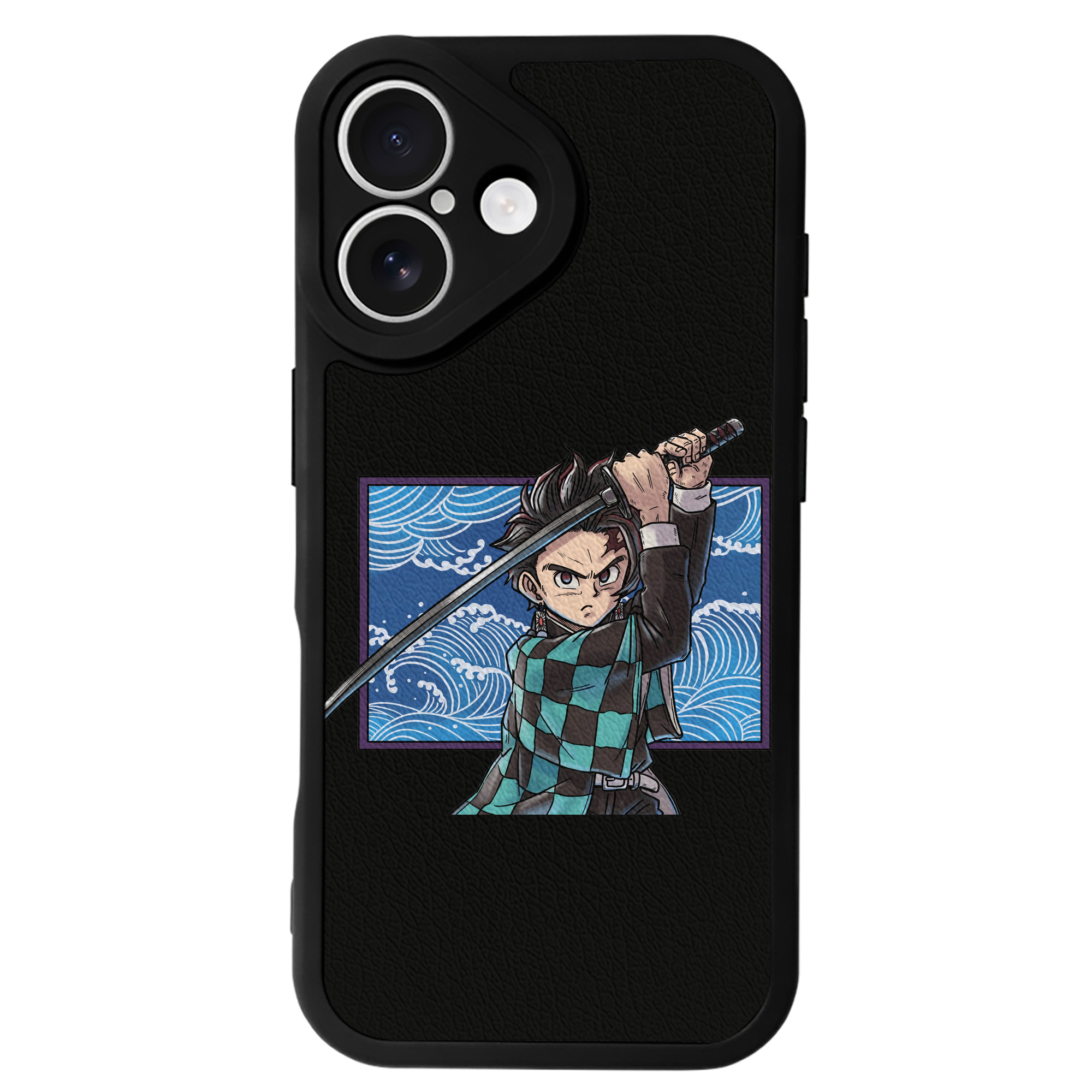 （画像用） 鬼滅の刃 竈門 炭治郎／かまど たんじろう Kamado Tanjirou 【iPhone 16シリーズ対応】シリコンスマホケース（レザー調） 材質：シリコン